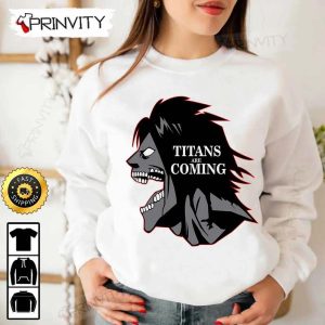 Attack on Titan Manga Eren Yeager Titans Are Coming T Shirt Anime Japanese Manga Series Levi Ackerman Unisex Hoodie Sweatshirt Long Sleeve Prinvity HD031 4