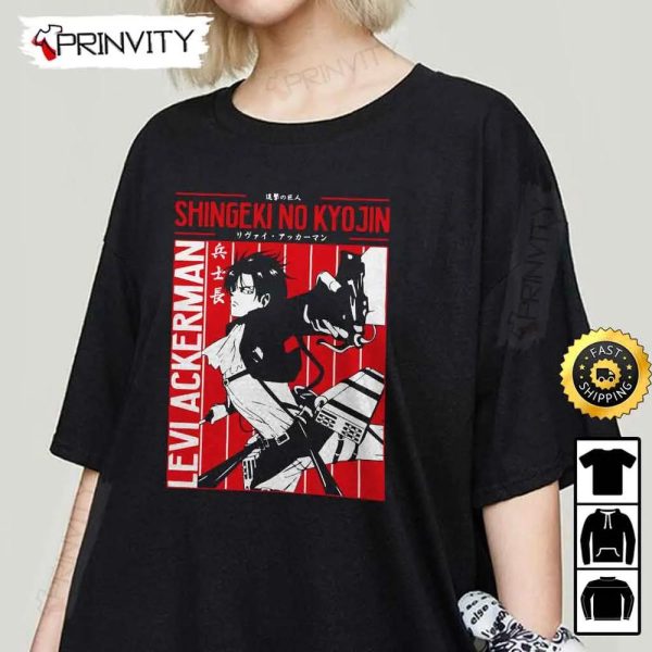 Attack On Titan Manga Levi Ackerman Shingeki No Kyojin T-Shirt, Anime Japanese Manga Series, Eren Yeager, Unisex Hoodie, Sweatshirt, Long Sleeve – Prinvity