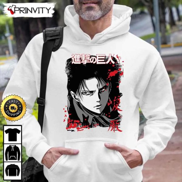 Attack On Titan Manga Levi Ackerman T-Shirt, Anime Japanese Manga Series, Eren Yeager, Unisex Hoodie, Sweatshirt, Long Sleeve – Prinvity