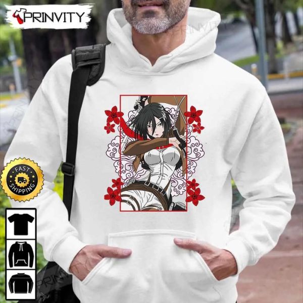 Attack On Titan Manga Mikasa Ackerman T-Shirt, Anime Japanese Manga Series, Eren Yeager, Levi Ackerman, Unisex Hoodie, Sweatshirt, Long Sleeve – Prinvity