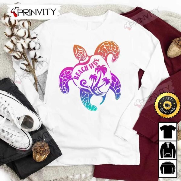 Beach Vibe Turtle Summer T-Shirt, Unisex Hoodie, Sweatshirt, Long Sleeve – Prinvity