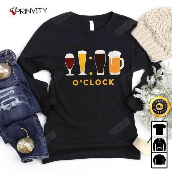 Beer O’Clock T-Shirt, International Beer Day 2023, Gifts For Beer Lover, Budweiser, IPA, Modelo, Bud Zero, Unisex Hoodie, Sweatshirt, Long Sleeve – Prinvity