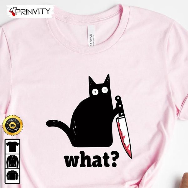 Black Cat What T-Shirt, Christmas Gifts For 2023, Welcome 2023, Funny Cat Gift, Cat Lover Tee, Funny Black Tee, Unisex Hoodie, Sweatshirt, Long Sleeve, Bella Canvas – Prinvity