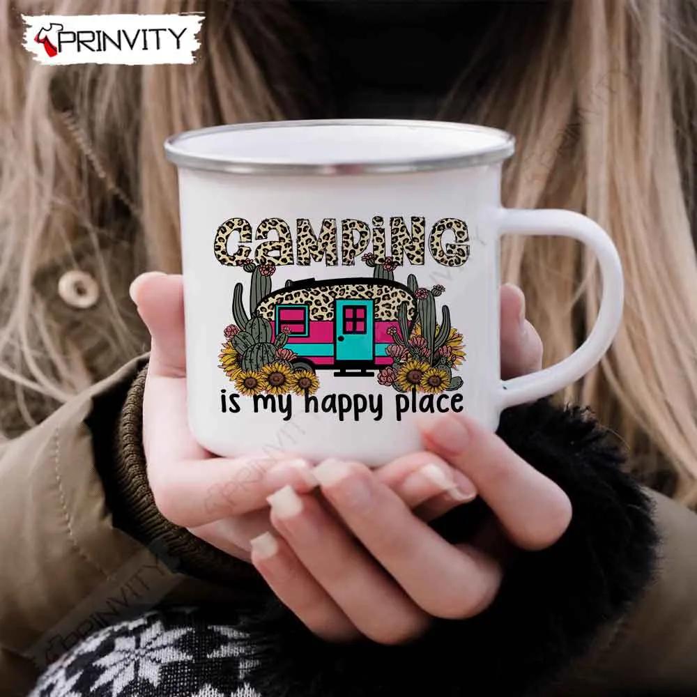 Camping Is My Happy Place 12oz Camping Mug, Rv Park, Campsite, Gifts For Camping Lover - Prinvity