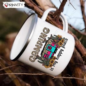 Camping Is My Happy Place 12oz Camping Cup RV Park Campsite Gifts For Camping Lover Prinvity HD006 3