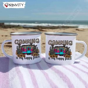 Camping Is My Happy Place 12oz Camping Cup RV Park Campsite Gifts For Camping Lover Prinvity HD006 5
