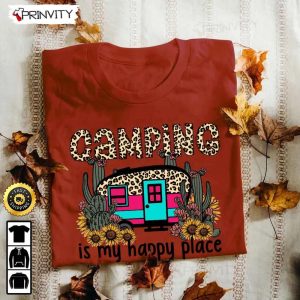 Camping Is My Happy Place T Shirt RV Park Campsite Gifts For Camping Lover Unisex Hoodie Sweatshirt Long Sleeve Prinvity HD006 6