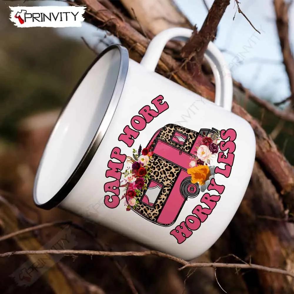 Camping More Worry Less 12oz Camping Mug, Rv Park, Campsite, Gifts For Camping Lover - Prinvity