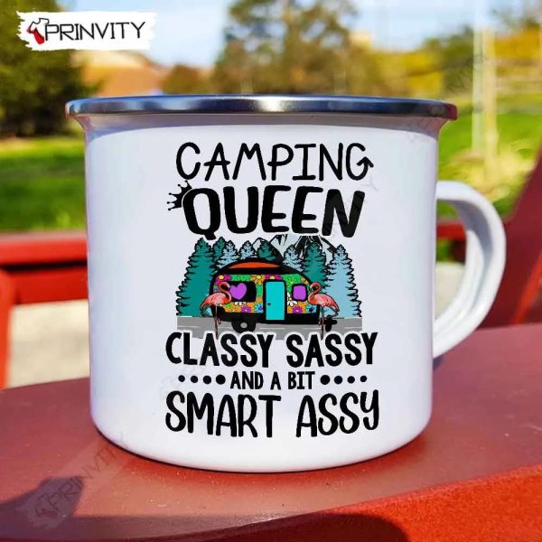 Camping Queen Classy Sassy And A Bit Smart Assy 12oz Camping Mug, Rv Park, Campsite, Gifts For Camping Lover – Prinvity