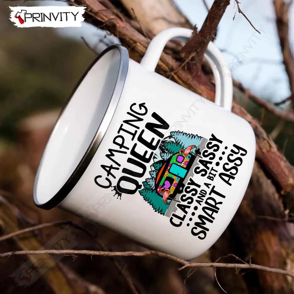 Camping Queen Classy Sassy And A Bit Smart Assy 12oz Camping Mug, Rv Park, Campsite, Gifts For Camping Lover - Prinvity