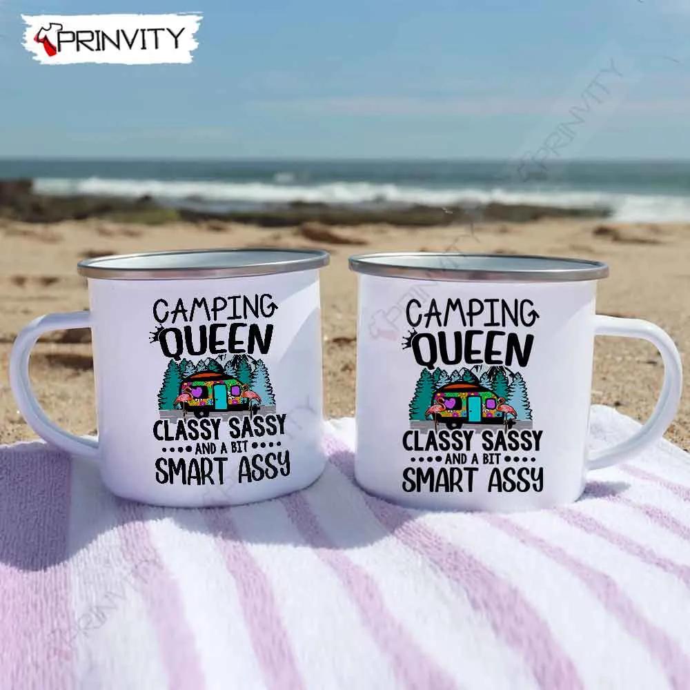 Camping Queen Classy Sassy And A Bit Smart Assy 12oz Camping Mug, Rv Park, Campsite, Gifts For Camping Lover - Prinvity