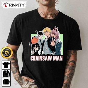 Chainsaw Man Anime T-Shirt, Aki Hayakawa, Power, Denji, Makima, Chainsaw Man Manga Series, Unisex Hoodie, Sweatshirt, Long Sleeve, Tank Top – Prinvity