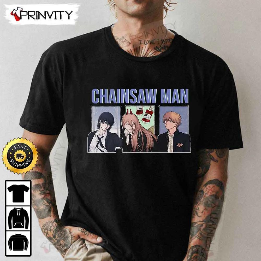 Chainsaw Man Anime T-Shirt, Denji, Power, Aki Hayakawa, Chainsaw Man Manga Series, Unisex Hoodie, Sweatshirt, Long Sleeve, Tank Top - Prinvity