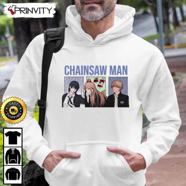 Chainsaw Man Anime T-Shirt, Denji, Power, Aki Hayakawa, Chainsaw Man Manga Series, Unisex Hoodie, Sweatshirt, Long Sleeve, Tank Top – Prinvity