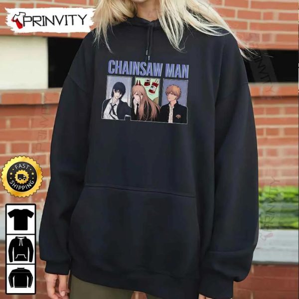 Chainsaw Man Anime T-Shirt, Denji, Power, Aki Hayakawa, Chainsaw Man Manga Series, Unisex Hoodie, Sweatshirt, Long Sleeve, Tank Top – Prinvity