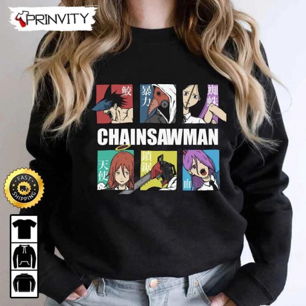 Chainsaw Man T-Shirt, Chainsaw Man Anime Power, Japanese Manga, Fujimoto Tatsuki, Unisex Hoodie, Sweatshirt, Long Sleeve, Tank Top – Prinvity