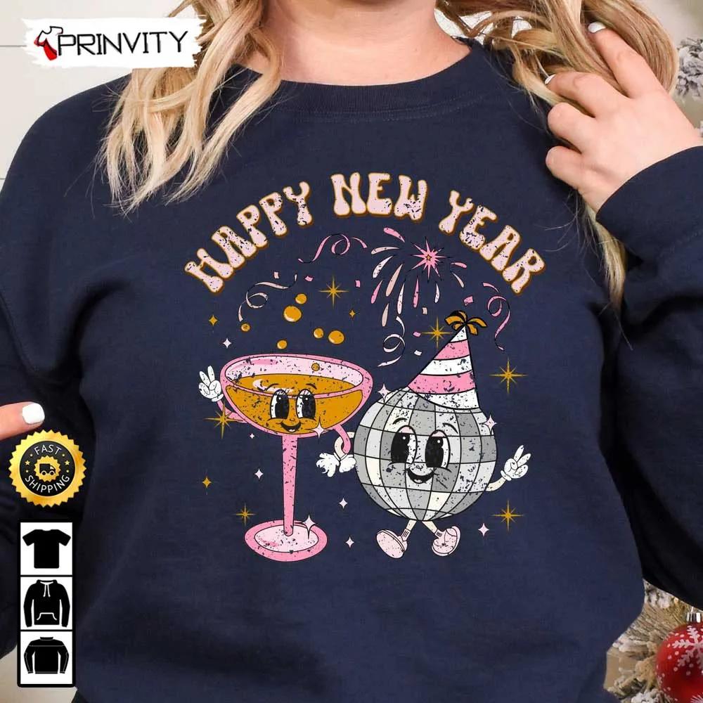Cheers To The New Year T-Shirt, 2023 Happy New Year, Happy New Year Tee, 2023 Christmas, Unisex Hoodie, Sweatshirt, Long Sleeve - Prinvity