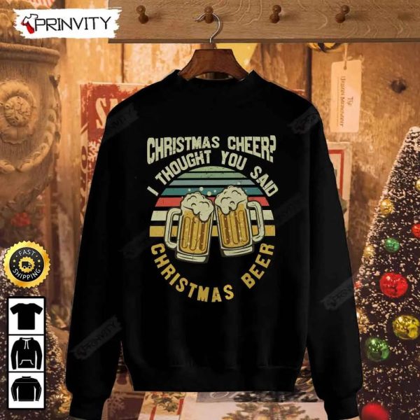 Christmas Cheer Christmas Beer T-Shirt, International Beer Day 2023, Gifts For Beer Lover, Budweiser, IPA, Modelo, Bud Zero, Unisex Hoodie, Sweatshirt, Long Sleeve – Prinvity