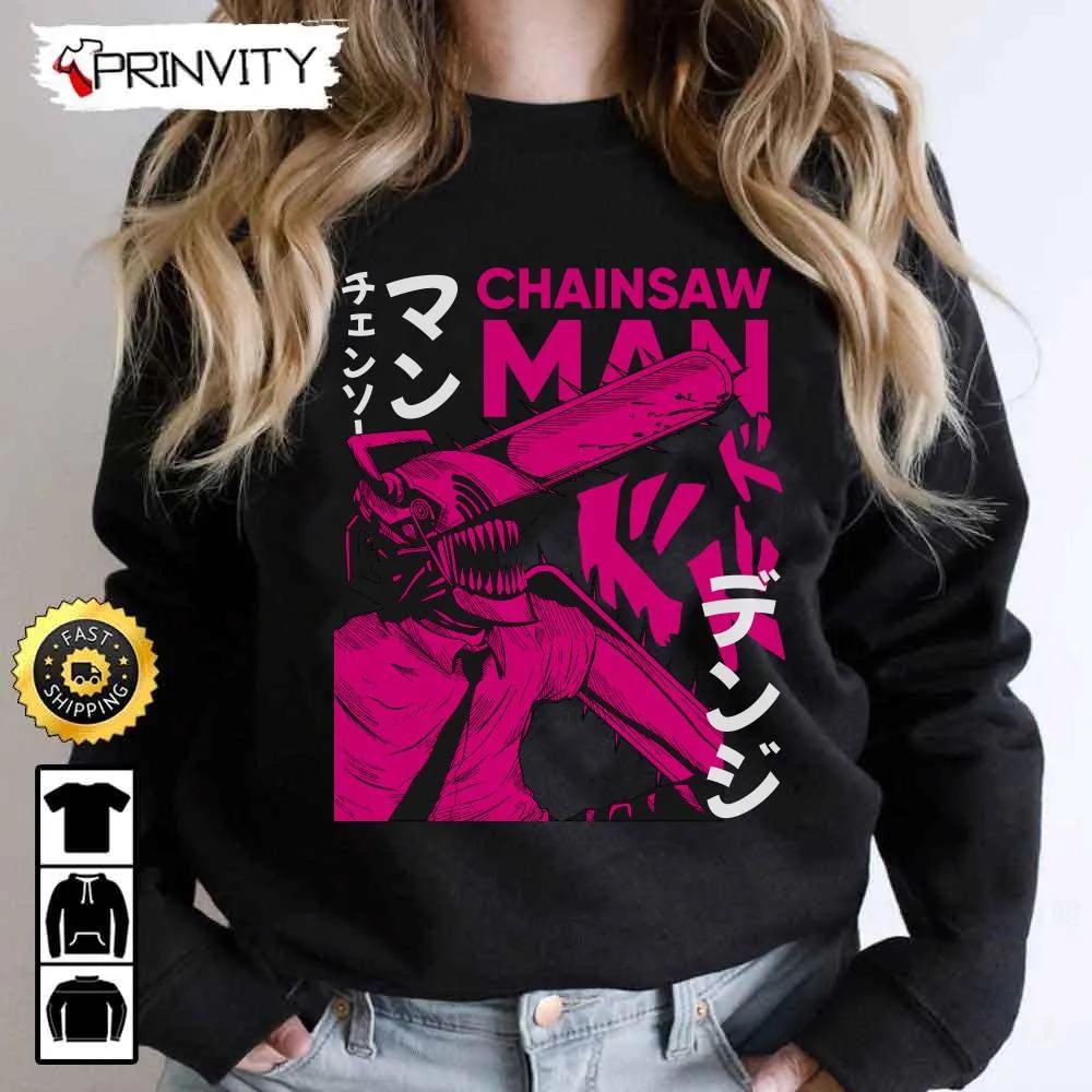 Denji Chainsaw Man Anime T-Shirt, Chainsaw Man Power, Japanese Manga, Fujimoto Tatsuki, Unisex Hoodie, Sweatshirt, Long Sleeve, Tank Top - Prinvity
