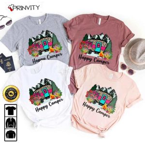 Happy Camper T Shirt RV Park Campsite Gifts For Camping Lover Unisex Hoodie Sweatshirt Long Sleeve Prinvity HD008 2