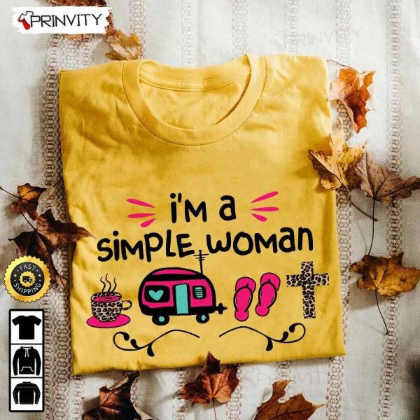 I’m A Simple Woman Camping T-Shirt, Rv Park, Campsite, Campgrounds, Gifts For Camping Lover, Unisex Hoodie, Sweatshirt, Long Sleeve – Prinvity