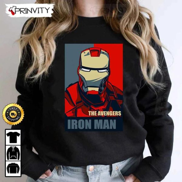 Iron Man The Avengers Marvel T-Shirt, Tony Stark Supper Hero, Unisex Hoodie, Sweatshirt, Long Sleeve – Prinvity
