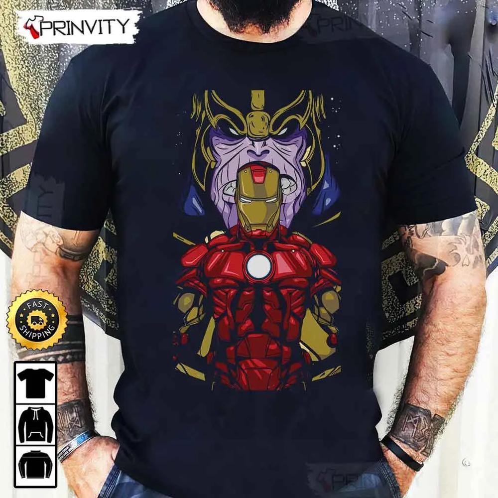 Iron Man Tony Stark And Thanos Marvel T-Shirt, The Avengers Supper Hero, Unisex Hoodie, Sweatshirt, Long Sleeve - Prinvity