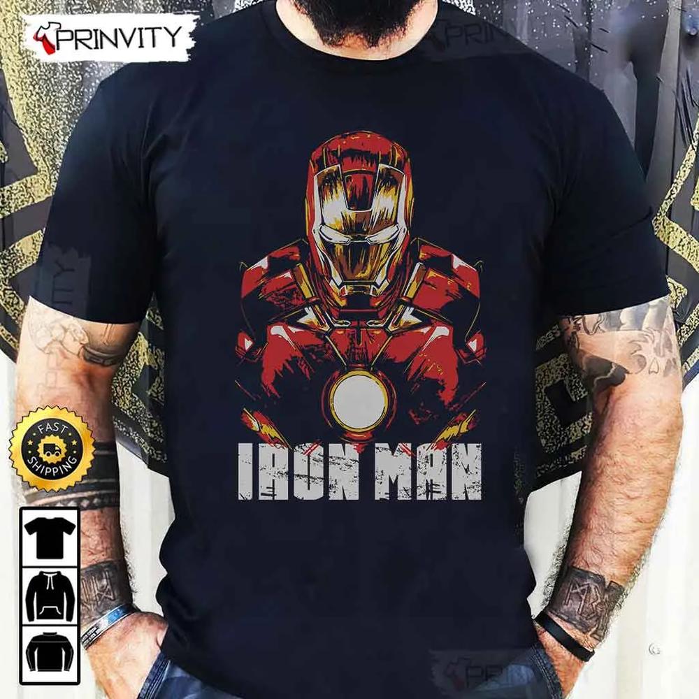 Iron Man Tony Stark Marvel T Shirt The Avengers Supper Hero Unisex Hoodie Sweatshirt Long Sleeve Prinvity HD004 1