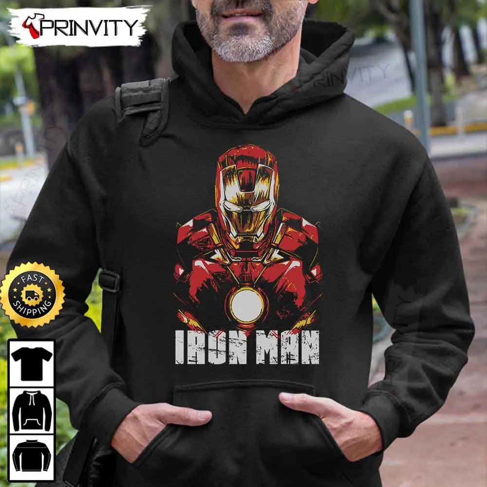 Iron Man Tony Stark Marvel T-Shirt, The Avengers Supper Hero, Unisex Hoodie, Sweatshirt, Long Sleeve - Prinvity