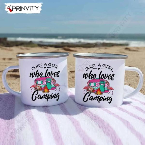 Just A Girl Who Loves Camping 12oz Camping Mug, Rv Park, Campsite, Gifts For Camping Lover – Prinvity