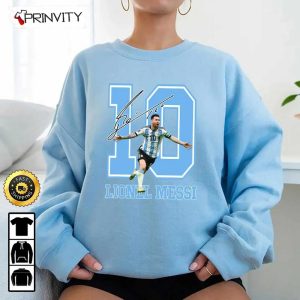 Lionel Messi M10 Signature Quatar World Cup 2022 Champion T Shirt Legends Goats M10 Best Player WC 2022 Argentina Unisex Hoodie Sweatshirt Long Sleeve Prinvity 2