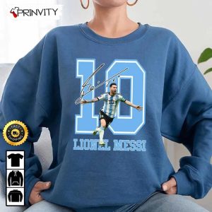 Lionel Messi M10 Signature Quatar World Cup 2022 Champion T Shirt Legends Goats M10 Best Player WC 2022 Argentina Unisex Hoodie Sweatshirt Long Sleeve Prinvity 3