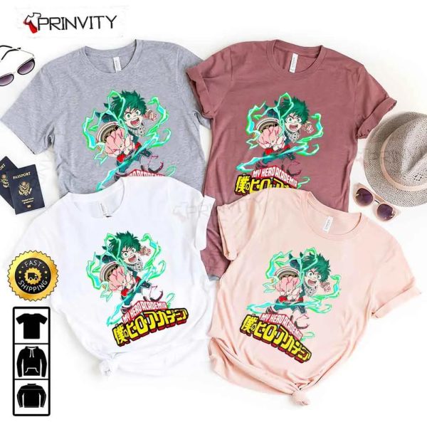 My Hero Academia Manga Izuku Midoriya T-Shirt, Hero Academia Anime Manga Series, Deku, Bakugou, Uraraka, All Might, Unisex Hoodie, Sweatshirt, Long Sleeve – Prinvity
