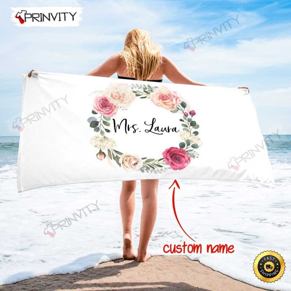 Personalized Beach Towel, Size 30″x60″-36″x72″, Custom Name Background And Font, Best Beach Towel For Quick Drying And Comfort – Prinvity