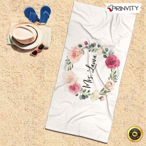 Personalized Beach Towel, Custom Name Background And Font, Best Beach Towel For Quick Drying And Comfort - Prinvity HD96145.2