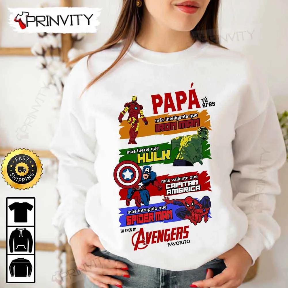 Papa Marvel The Avengers Favorito T-Shirt, Supper Hero, Unisex Hoodie, Sweatshirt, Long Sleeve - Prinvity