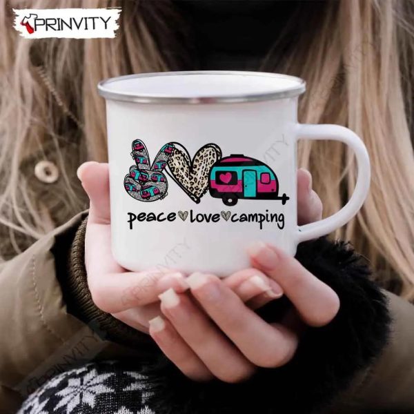 Peace Love Camping 12oz Camping Mug, Rv Park, Campsite, Gifts For Camping Lover – Prinvity
