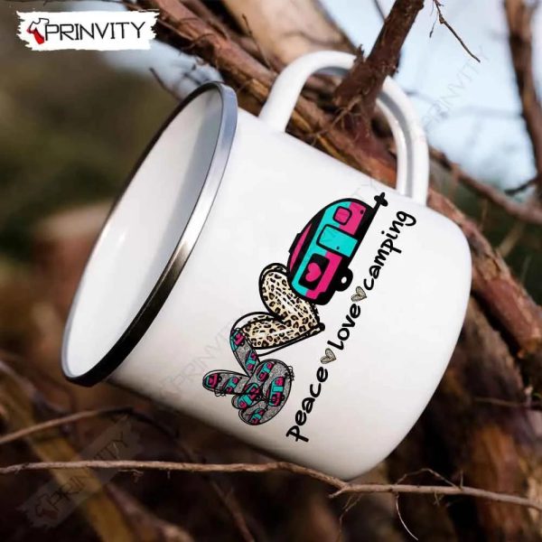 Peace Love Camping 12oz Camping Mug, Rv Park, Campsite, Gifts For Camping Lover – Prinvity