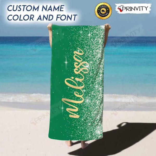 Personalized Beach Towel, Size 30″x60″-36″x72″, Custom Name Background And Font, Best Beach Towel For Quick Drying And Comfort – Prinvity