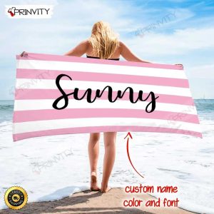 Personalized Beach Towel, Size 30"x60"-36"x72", Custom Name Background And Font, Best Beach Towel For Quick Drying And Comfort - Prinvity