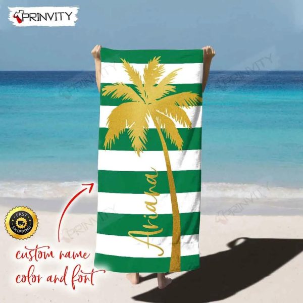 Personalized Beach Towel, Size 30″x60″-36″x72″, Custom Name Background And Font, Best Beach Towel For Quick Drying And Comfort – Prinvity