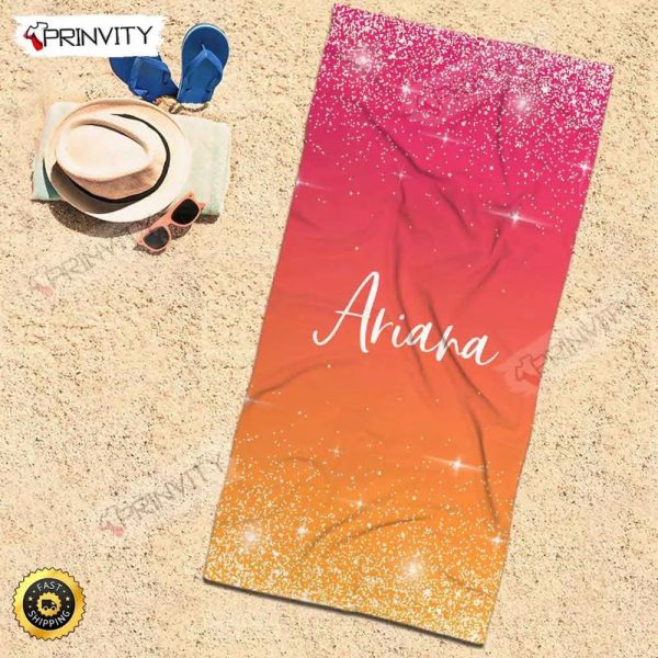 Personalized Beach Towel, Size 30″x60″-36″x72″, Custom Name Background And Font, Best Beach Towel For Quick Drying And Comfort – Prinvity