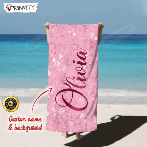 Personalized Beach Towel, Size 30″x60″-36″x72″, Custom Name Background And Font, Best Beach Towel For Quick Drying And Comfort – Prinvity