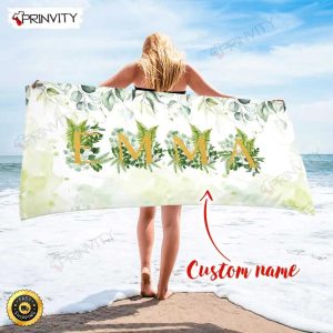 Personalized Beach Towel Custom Name Background And Font Best Beach Towel For Quick Drying And Comfort Prinvity HD72170 1