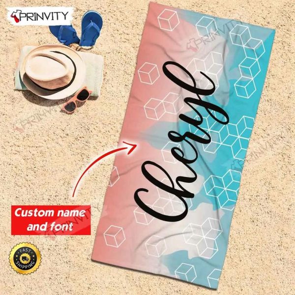 Personalized Beach Towel, Size 30″x60″-36″x72″, Custom Name Background And Font, Best Beach Towel For Quick Drying And Comfort – Prinvity