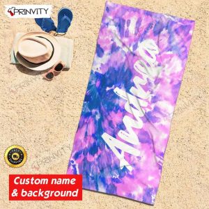 Personalized Beach Towel Custom Name Background And Font Best Beach Towel For Quick Drying And Comfort Prinvity HD78441 3