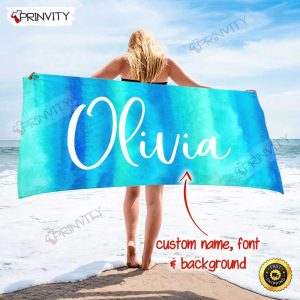 Personalized Beach Towel, Size 30″x60″-36″x72″, Custom Name Background And Font, Best Beach Towel For Quick Drying And Comfort – Prinvity