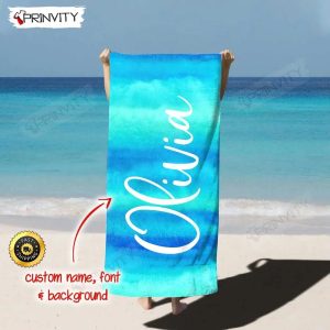 Personalized Beach Towel Custom Name Background And Font Best Beach Towel For Quick Drying And Comfort Prinvity HD79383 3