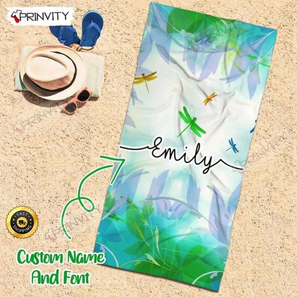 Personalized Beach Towel, Size 30″x60″-36″x72″, Custom Name Background And Font, Best Beach Towel For Quick Drying And Comfort – Prinvity