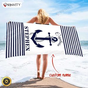 Personalized Captain Beach Towel Custom Name Background And Font Best Beach Towel For Quick Drying And Comfort Prinvity HD30274 1
